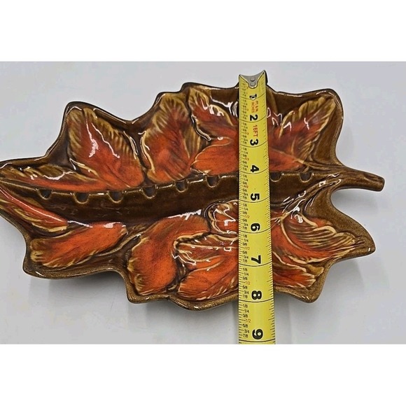 MCM California Pottery 326-328 Ash Dish Maple Leaf Brown Orange - Picture 8 of 8